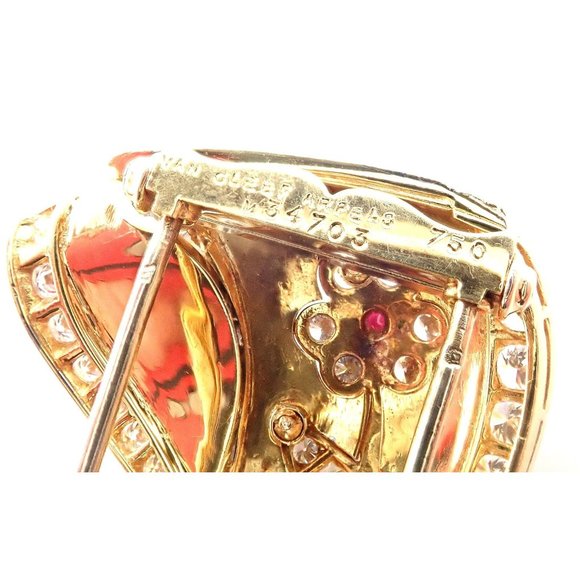 Rare Van Cleef & Arpels 18k Gold Diamond Ruby Emerald Sapphire Flower Pin Brooch - Picture 10 of 11